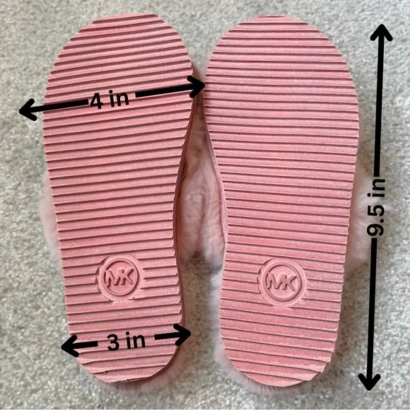 Michael Kors light pink Lala Faux Fur Slide Sandal slippers size 6 - Picture 7 of 8